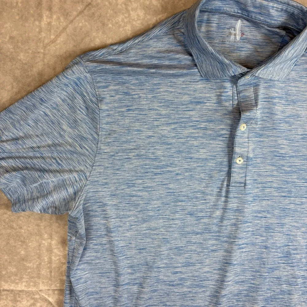 Johnnie-O Polo Shirt Lot (2) Mens L White Blue Floral Feather Performance Preppy - Picture 8 of 16